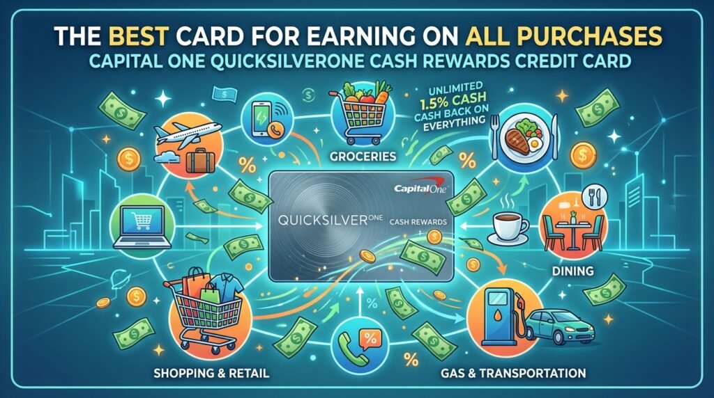 Capital One QuicksilverOne Cash Rewards Credit Card – Best for Earning on All Purchases